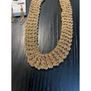Gorgeous High Quality Braided Gold Tone Neckace with Earring Set NWT